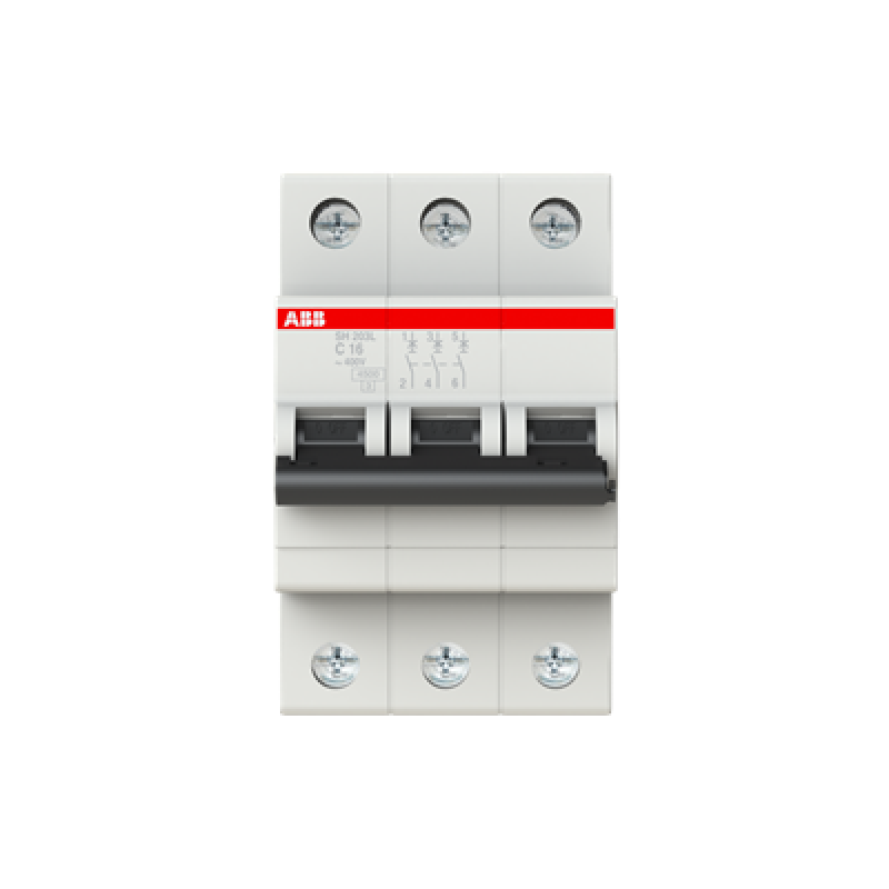 ABB Miniature Circuit Breaker SH203L 3 Pole 16A 4.5kA Type C
