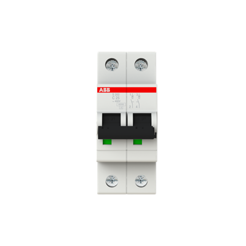 ABB Miniature Circuit Breaker S202 2 Pole 25A 10kA Type C
