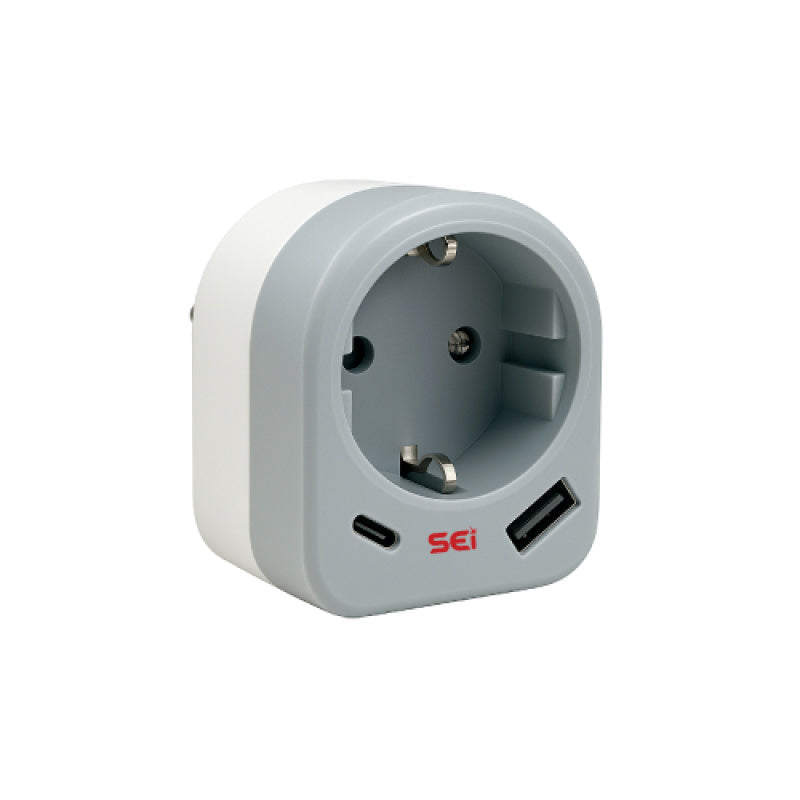 Trio 1 Side Schuko Socket 16A 250v USB Port A+C